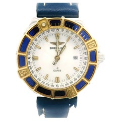 Orologio da donna Breitling J Class 31 mm con lunetta in acciaio e smalto e cinturino blu
