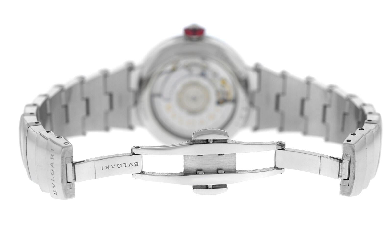 Ladies Bvlgari Bulgari LVCEA Steel Diamond Mother of Pearl Automatic Watch For Sale 1