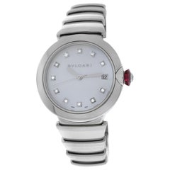 Ladies Bvlgari Bulgari LVCEA Steel Diamond Mother of Pearl Automatic Watch