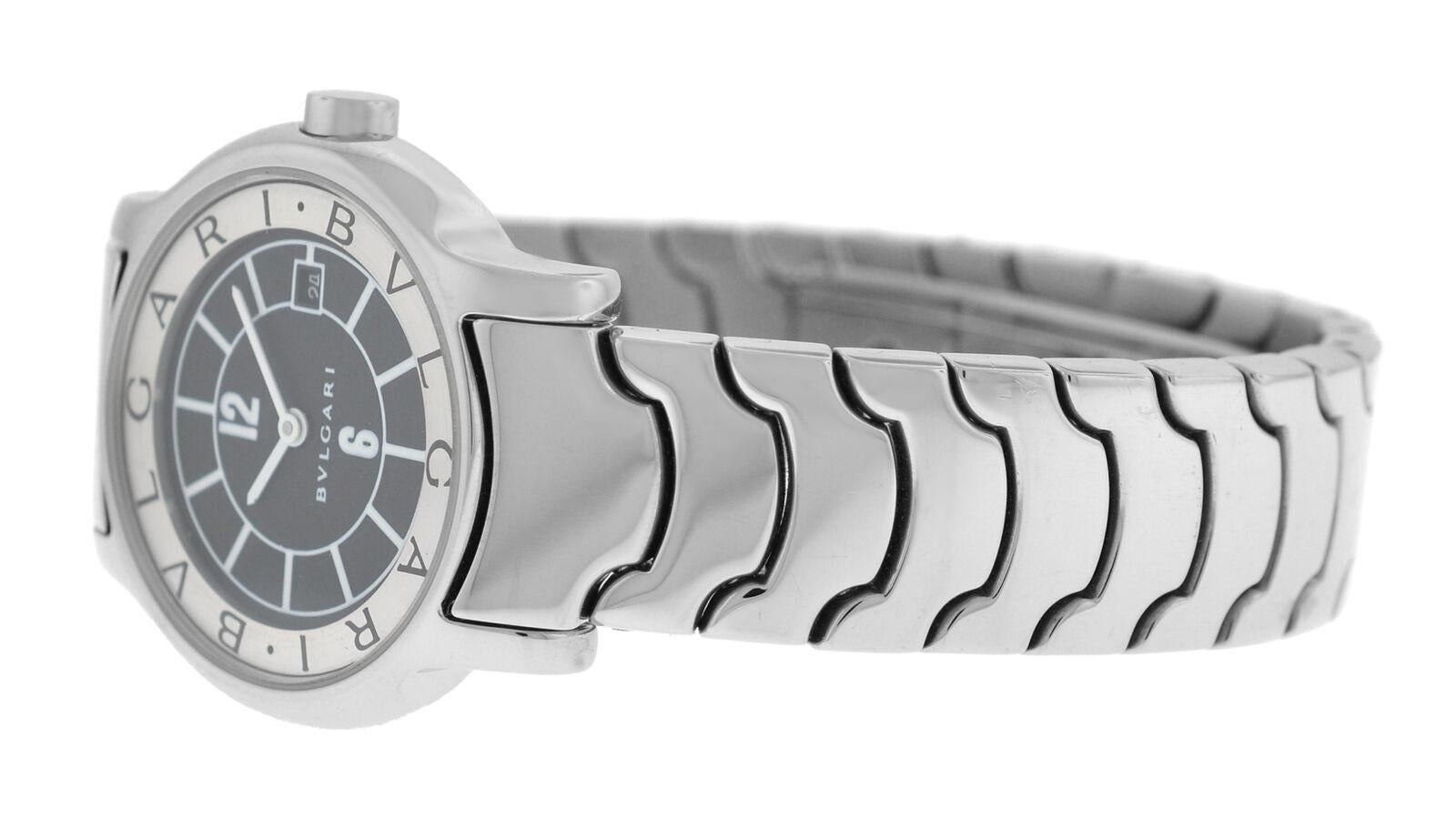Ladies Bvlgari Solotempo ST29S Stainless Steel Date Quartz Watch For Sale 2
