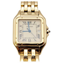 Retro Ladies Cartier 18 Karat Yellow Gold Panthere Wrist Watch with Quartz Movement