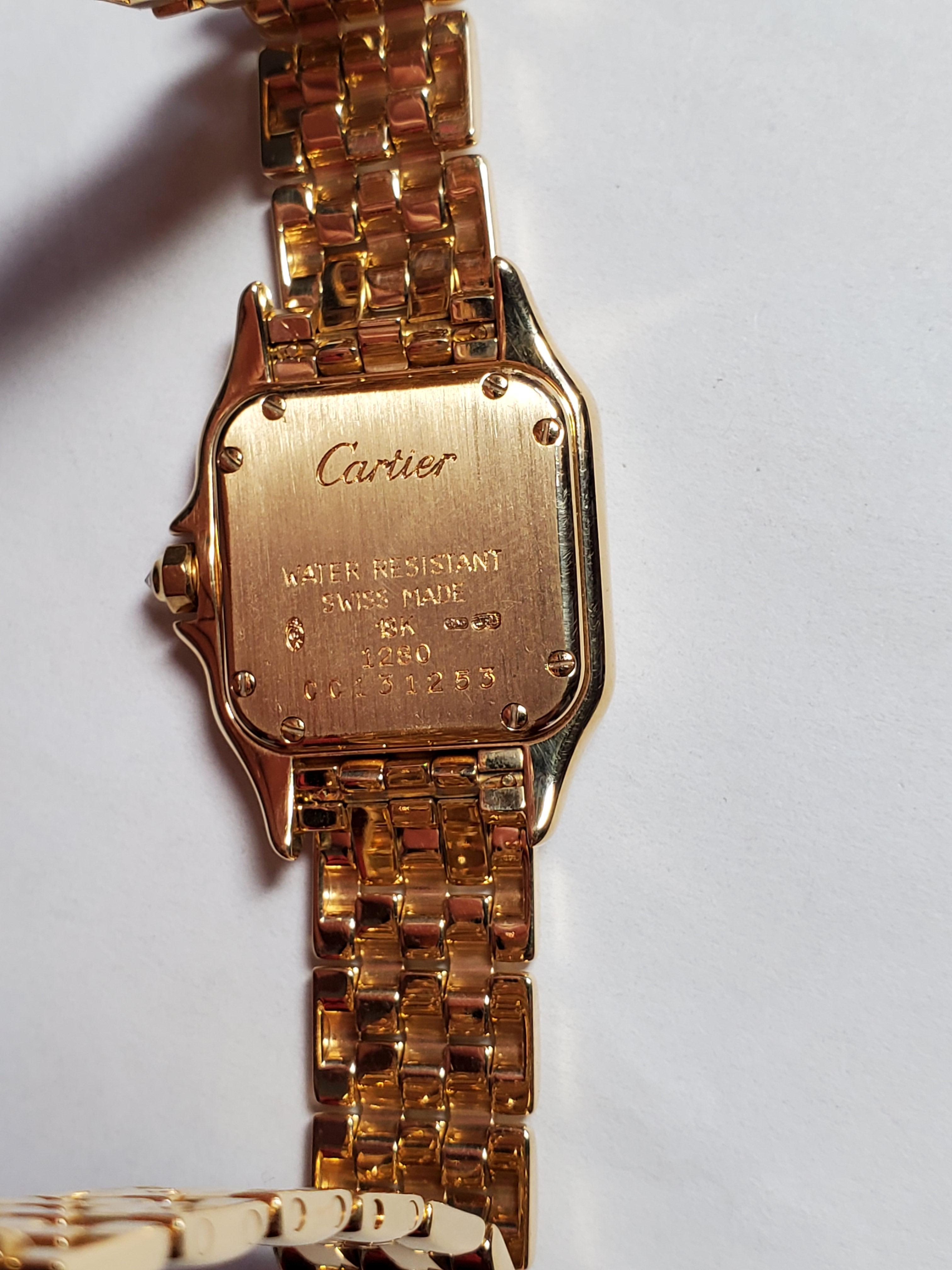 Single Cut Ladies Cartier 18 Karat Gold Watch, 1280 Panthere Champagne, Diamonds CC131253