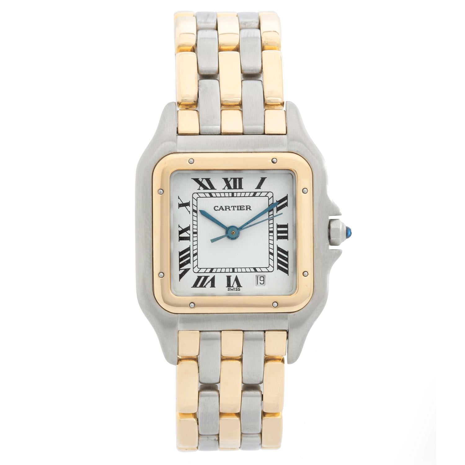 Ladies Cartier 3-Row Panther 2-Tone Steel and Gold Watch