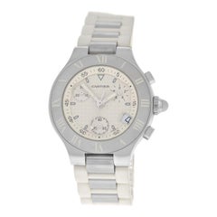 Ladies Cartier Chronoscaph 2996 Steel Chrono Date Quartz Watch Ladies Cartier Chronoscaph 2996 Steel Chrono Date Quartz Watch