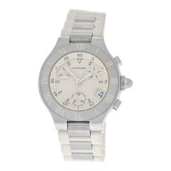 Ladies Cartier Chronoscaph 2996 Steel Chrono Date Quartz Watch