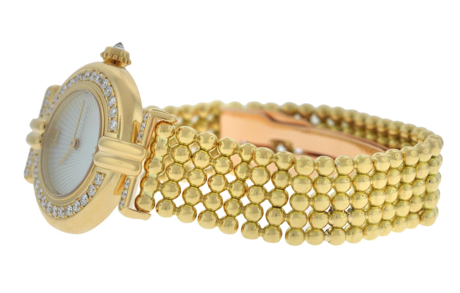 Modern Ladies Cartier Colisee 1980 Quartz Solid 18 Karat Yellow Gold Diamond Watch