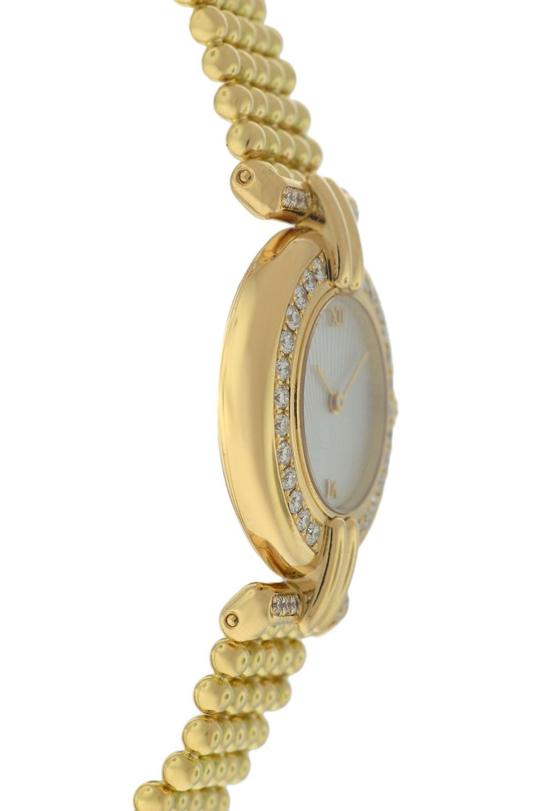 Ladies Cartier Colisee 1980 Quartz Solid 18 Karat Yellow Gold Diamond Watch In Excellent Condition In New York, NY