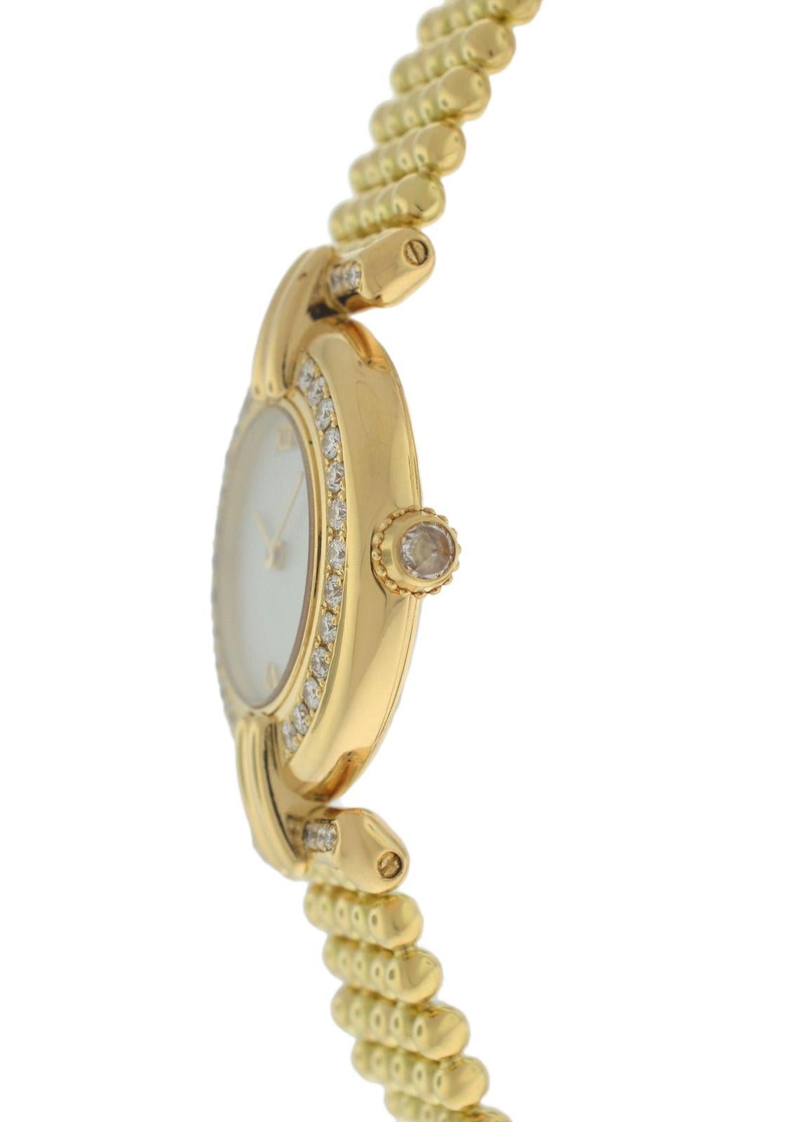 Women's Ladies Cartier Colisee 1980 Quartz Solid 18 Karat Yellow Gold Diamond Watch