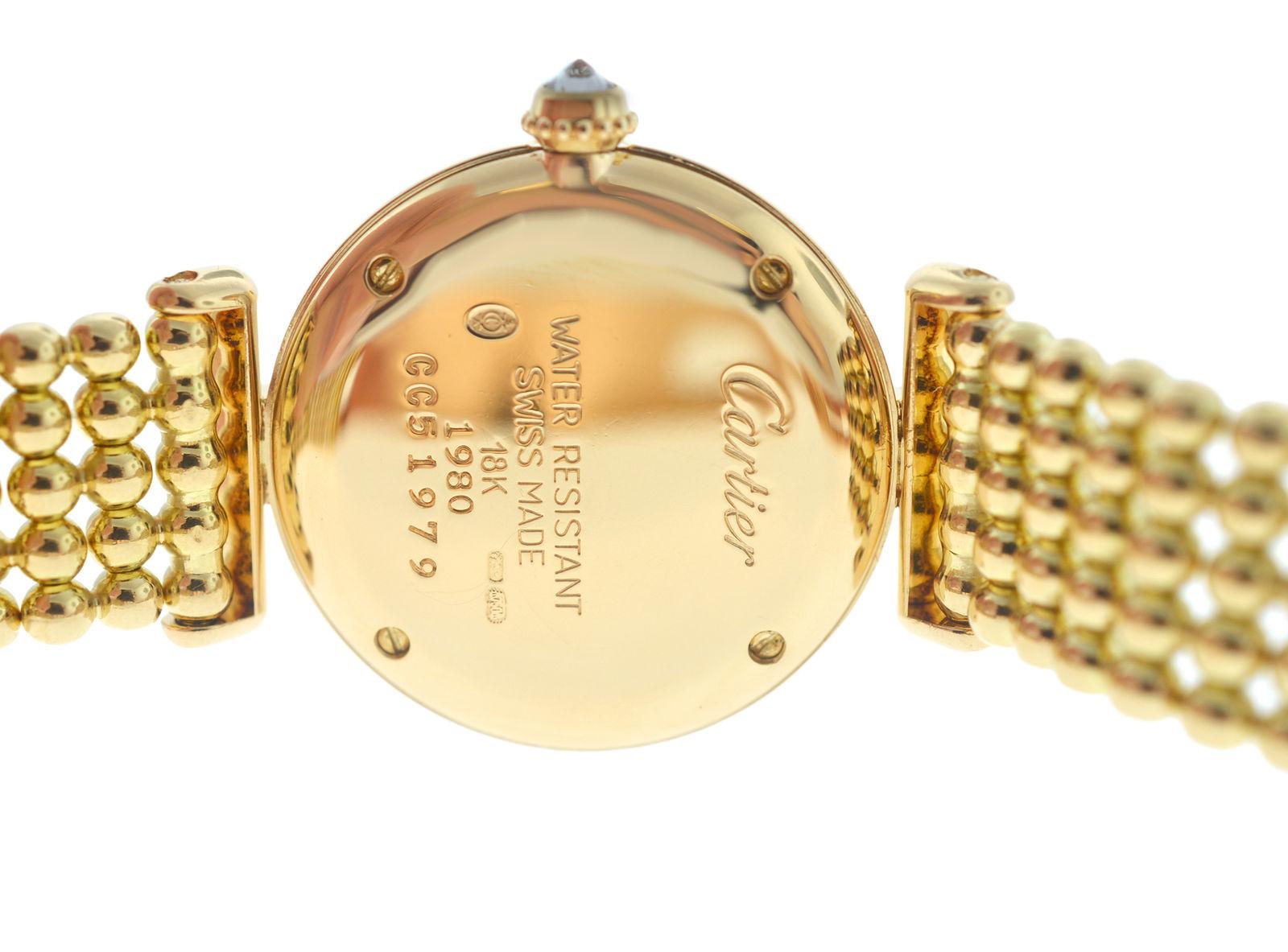 Ladies Cartier Colisee 1980 Quartz Solid 18 Karat Yellow Gold Diamond Watch 1
