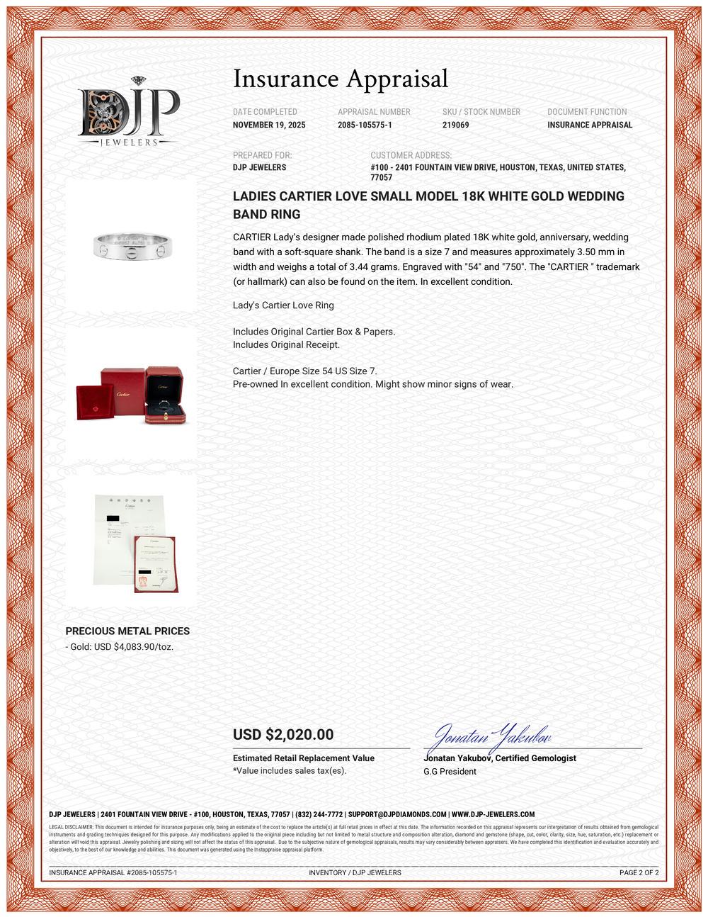 Alianzas de oro blanco de 18 quilates para mujer Cartier Love Modelo Pequeño en venta 5