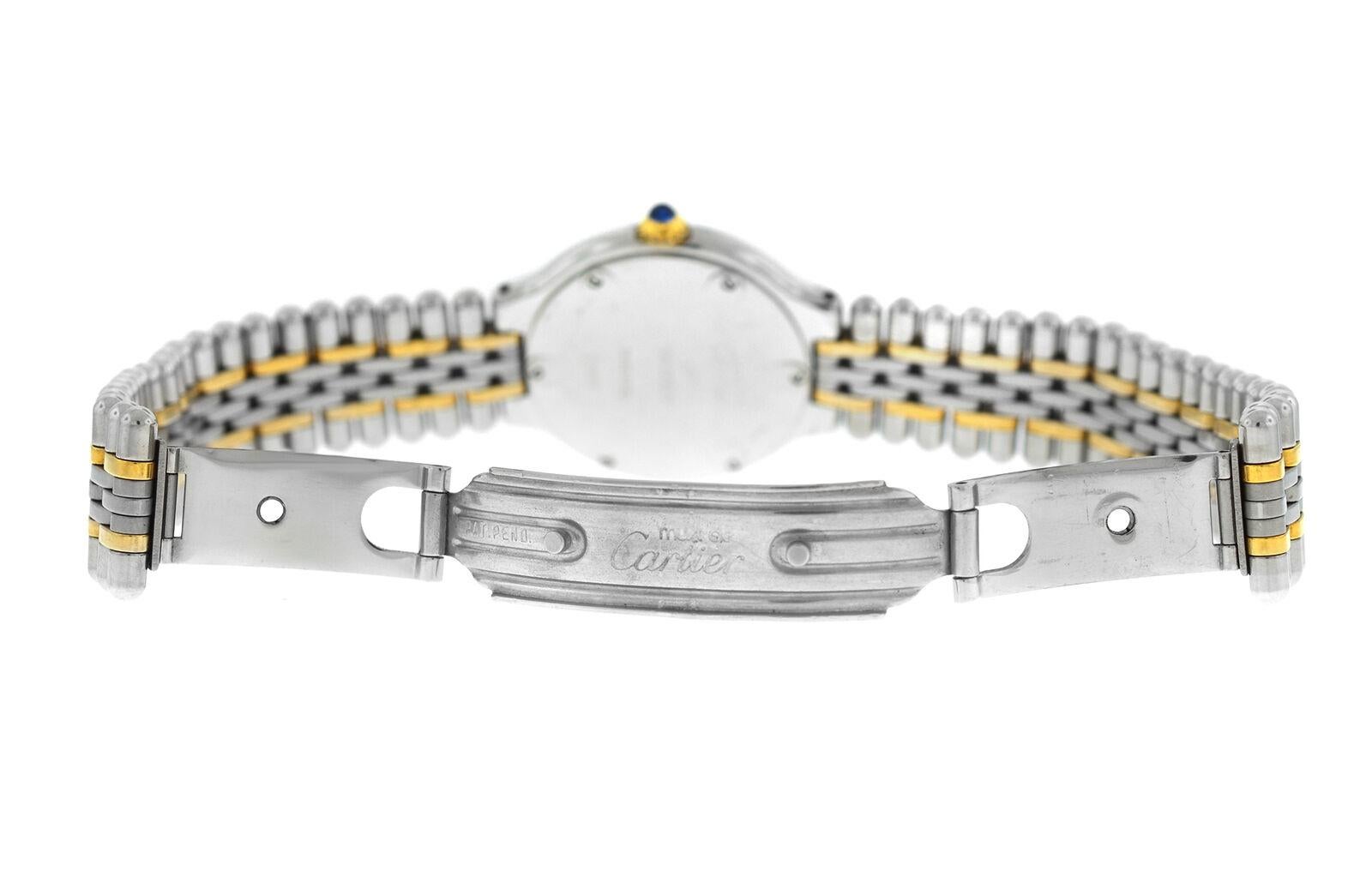 Ladies Cartier Must de Cartier 125000P Bullet Quartz Steel Gold Watch In Excellent Condition For Sale In New York, NY