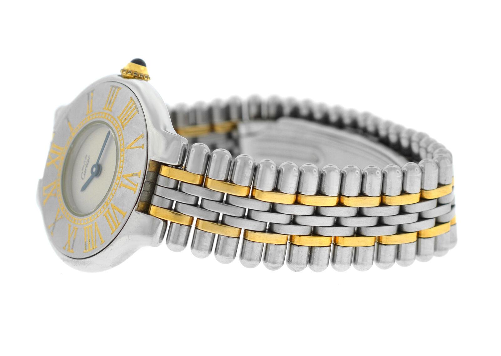 Ladies Cartier Must de Cartier 125000P Bullet Quartz Steel Gold Watch For Sale 2