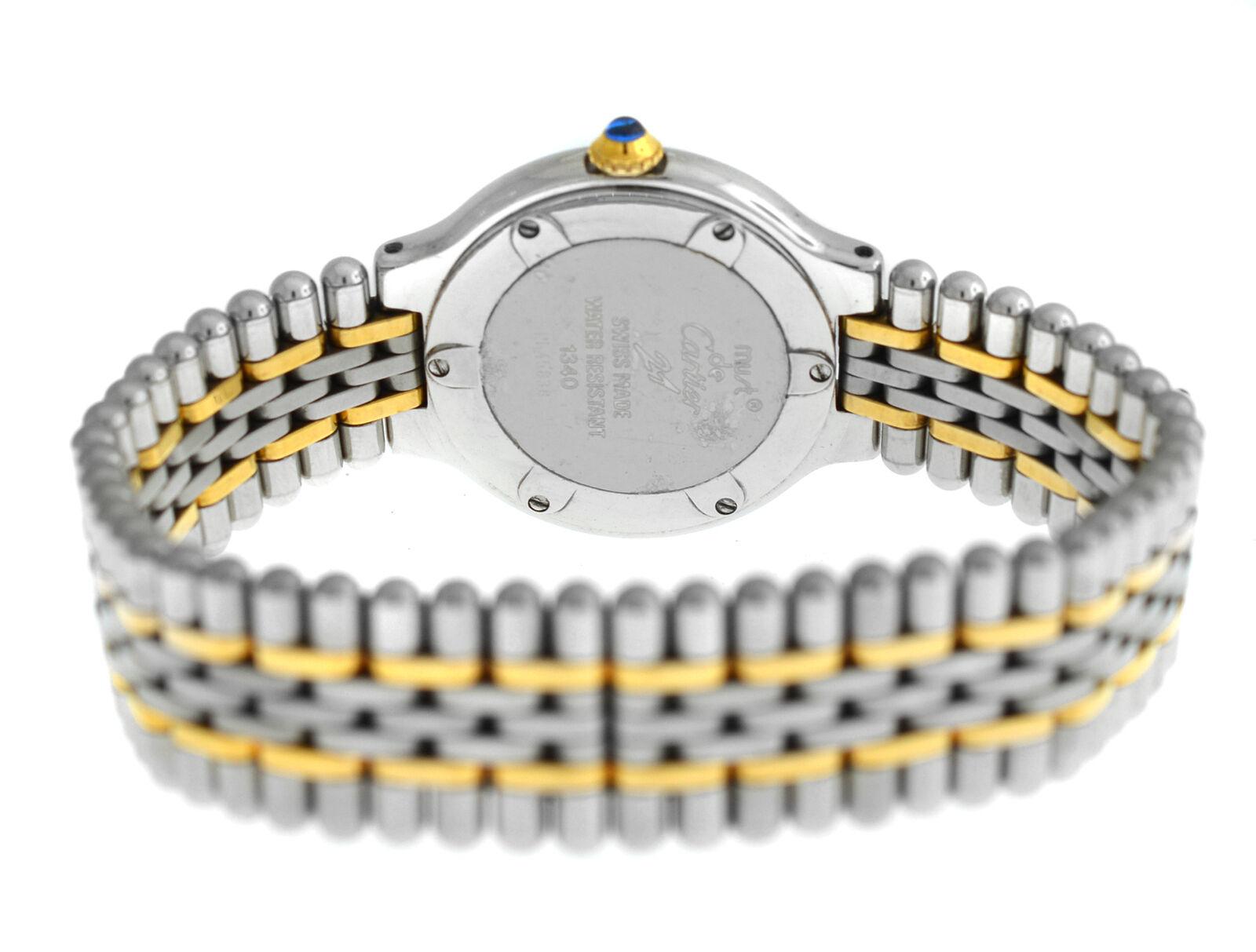 Ladies Cartier Must de Cartier 1340 Quartz Steel Gold Bullet Watch In Excellent Condition For Sale In New York, NY