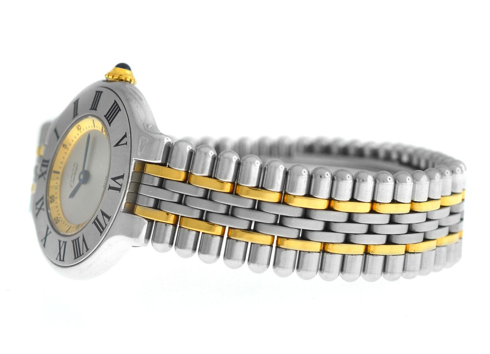 Ladies Cartier Must de Cartier 1340 Quartz Steel Gold Bullet Watch For Sale 1