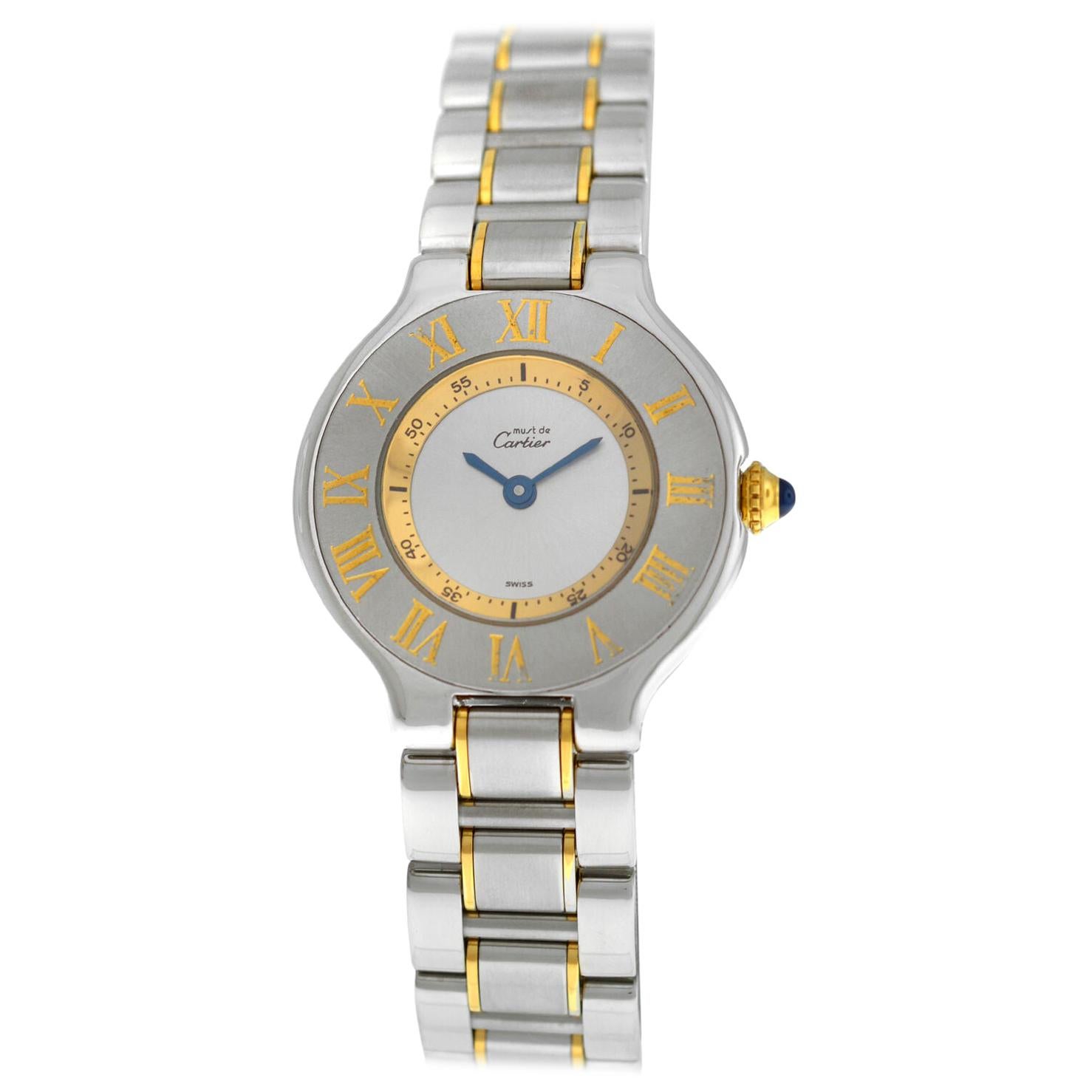 Ladies Cartier Must de Cartier 1340 Ref. W10073R6 Quartz Steel Gold Watch For Sale