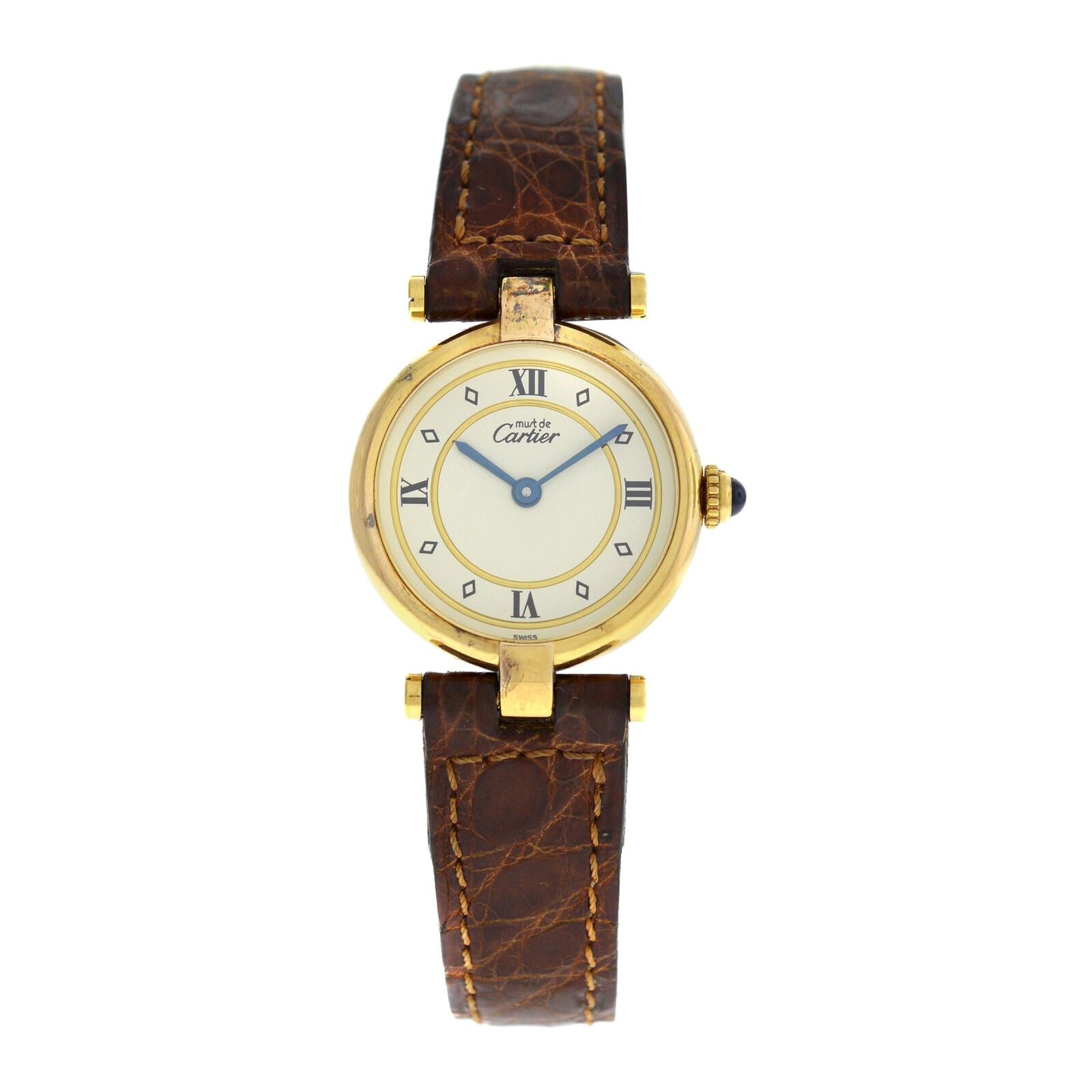 Ladies Cartier Must de Cartier 1851 Silver Gold Vermeil Quartz Watch For Sale
