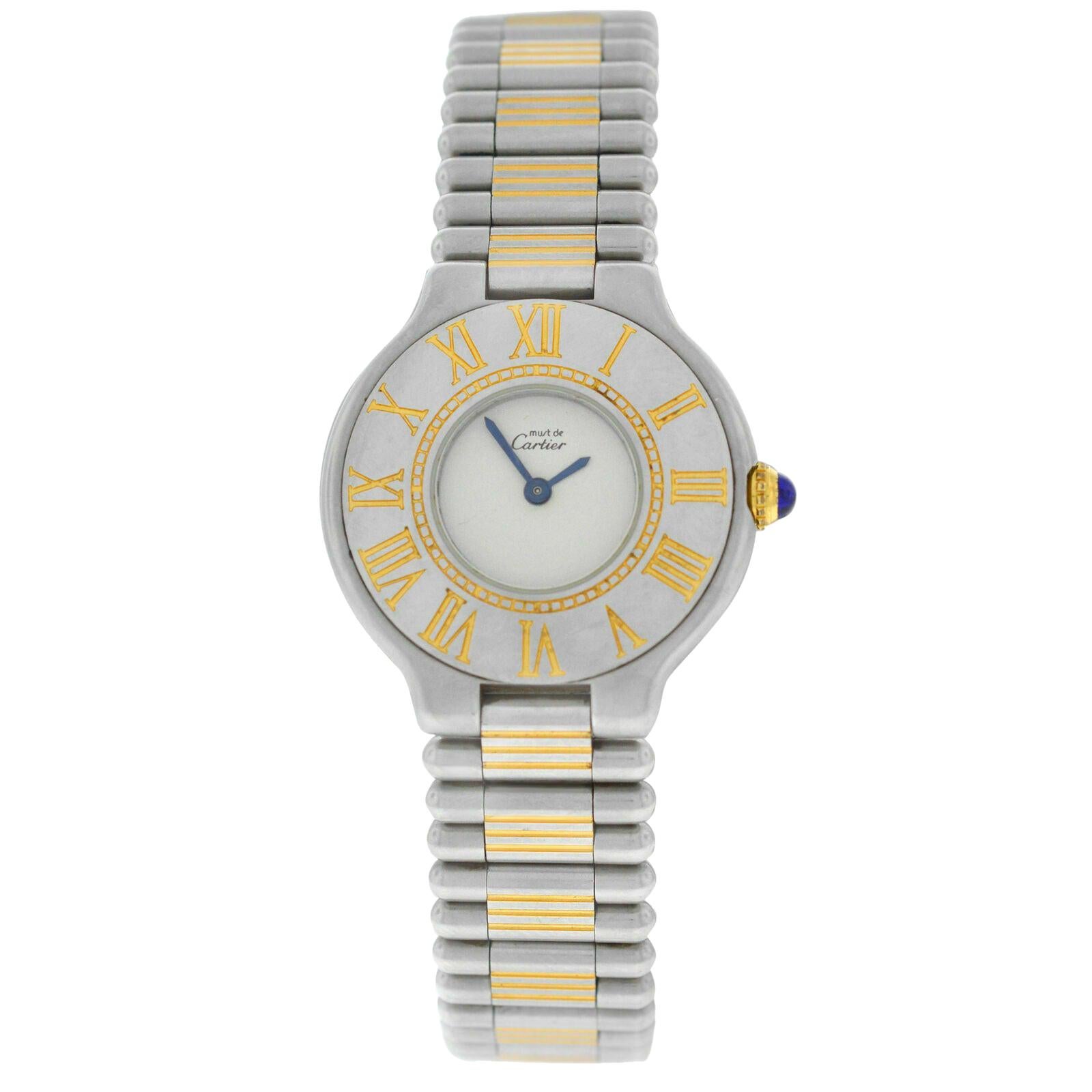 Ladies Cartier Must de Cartier Bullet Bracelet Quartz Steel Gold Watch For Sale