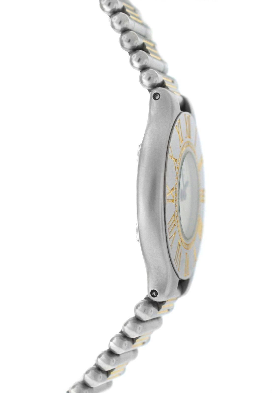 Ladies Cartier Must de Cartier Bullet Bracelet Quartz Steel Gold Watch In Excellent Condition In New York, NY