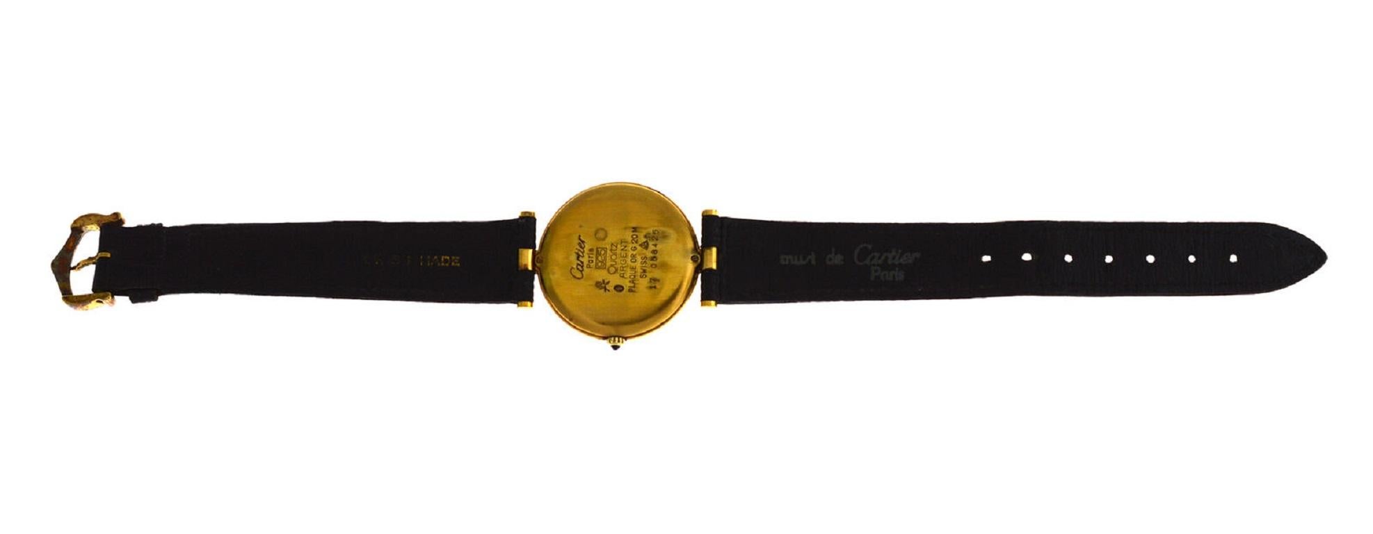Women's Ladies Cartier Must de Cartier Silver Gold Plaque Quartz Watch For Sale