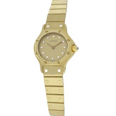Ladies Cartier Octagon Solid 18 Karat Yellow Gold Diamond Automatic Watch