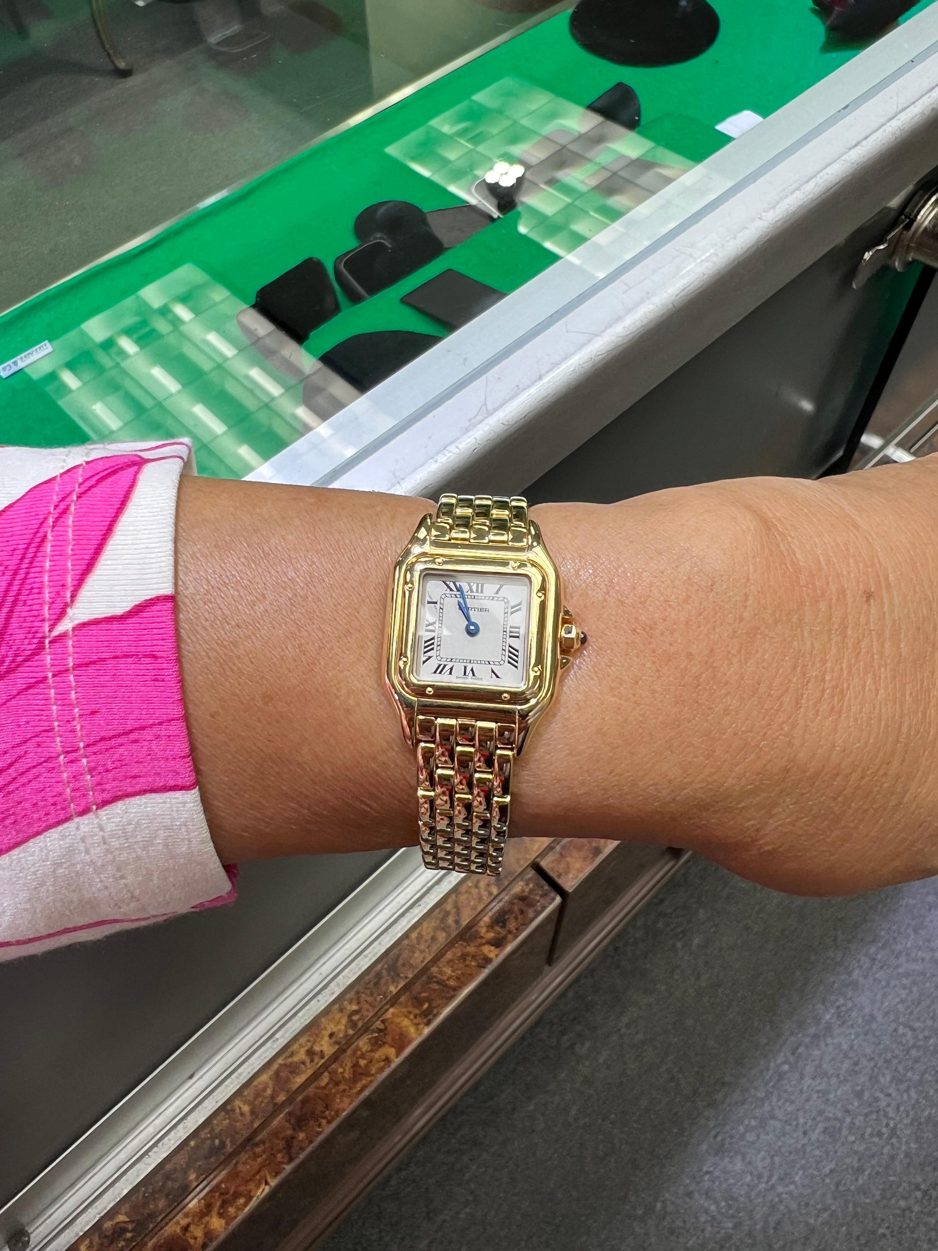 Cartier Panthere Ladies Yellow Gold Quartz Wristwatch Small Model 8