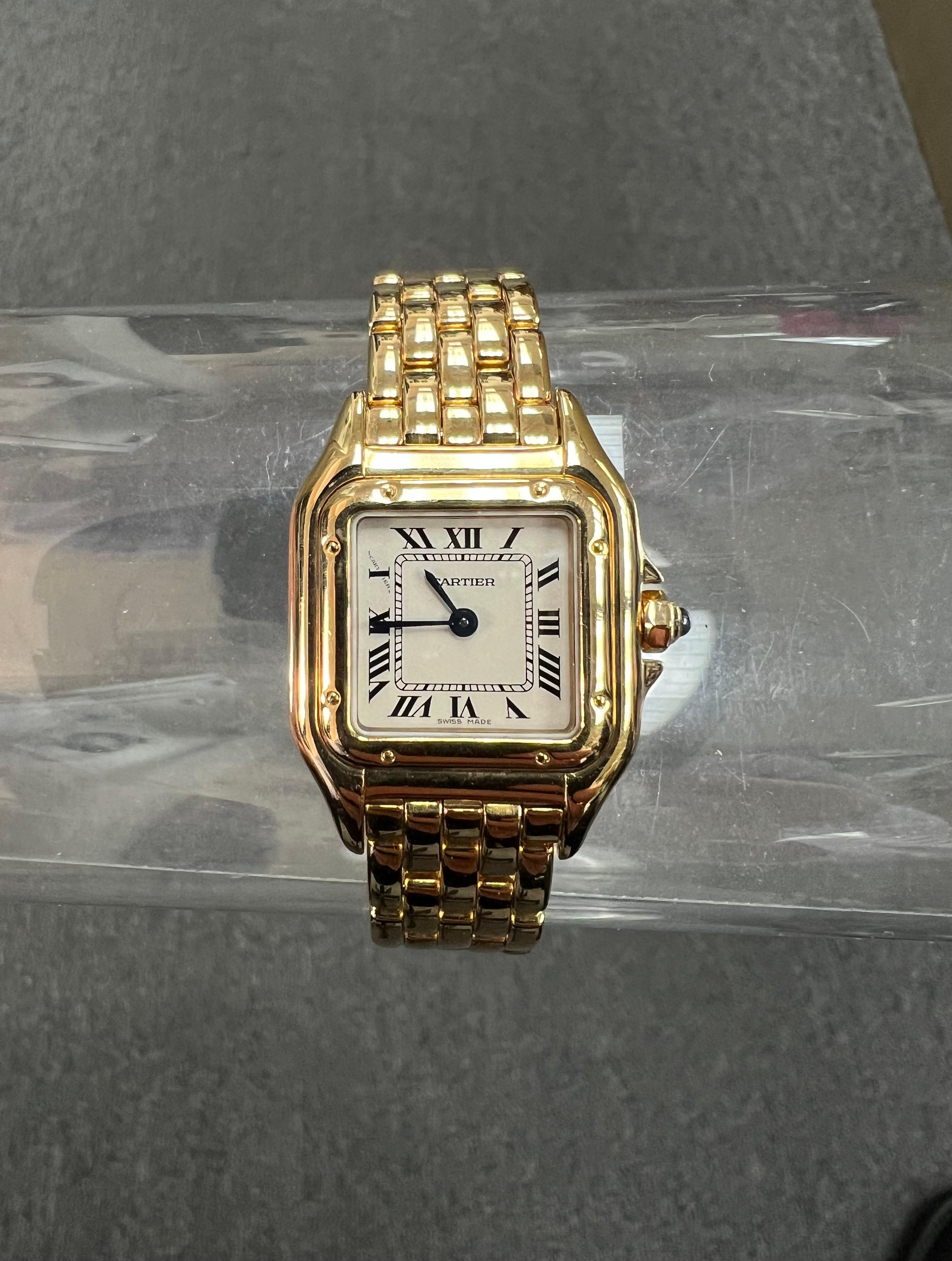 Cartier Panthere Ladies Yellow Gold Quartz Wristwatch Small Model In Good Condition In Los Angeles, CA