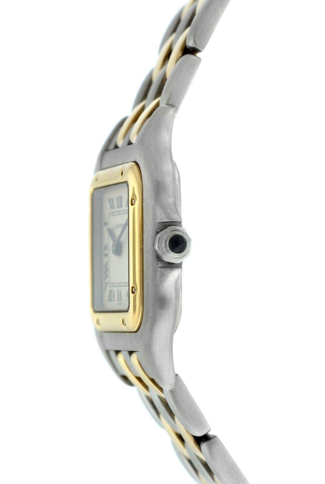 
Brand	Cartier
Model	Panthere 112000R
Gender	Ladies
Condition	Pre-owned
Movement	Swiss Quartz
Case Material	Stainless Steel & 18K Yellow Gold
Bracelet / Strap Material	
Stainless Steel  & 18K Yellow Gold

Clasp / Buckle Material	
Stainless Steel