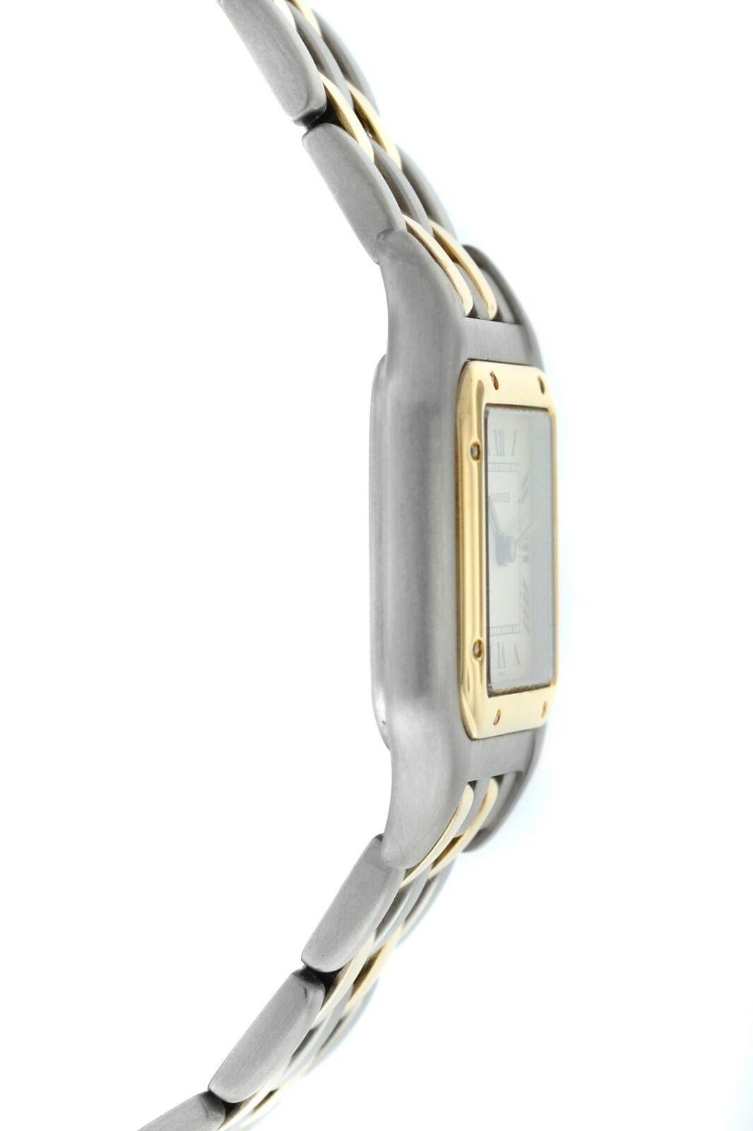 Ladies Cartier Panthere 112000R Steel 18 Karat Yellow Gold Two Row Quartz Watch In Excellent Condition In New York, NY