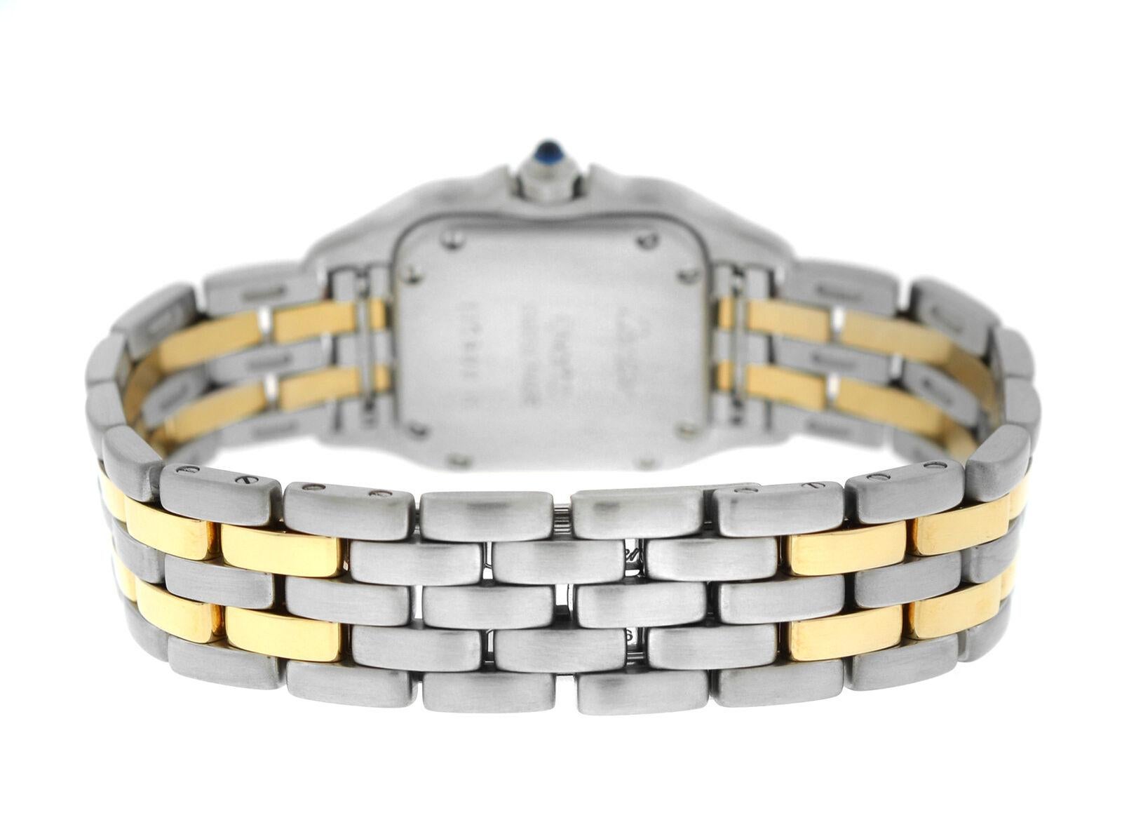 Ladies Cartier Panthere 112000R Steel 18 Karat Yellow Gold Two Row Quartz Watch 3