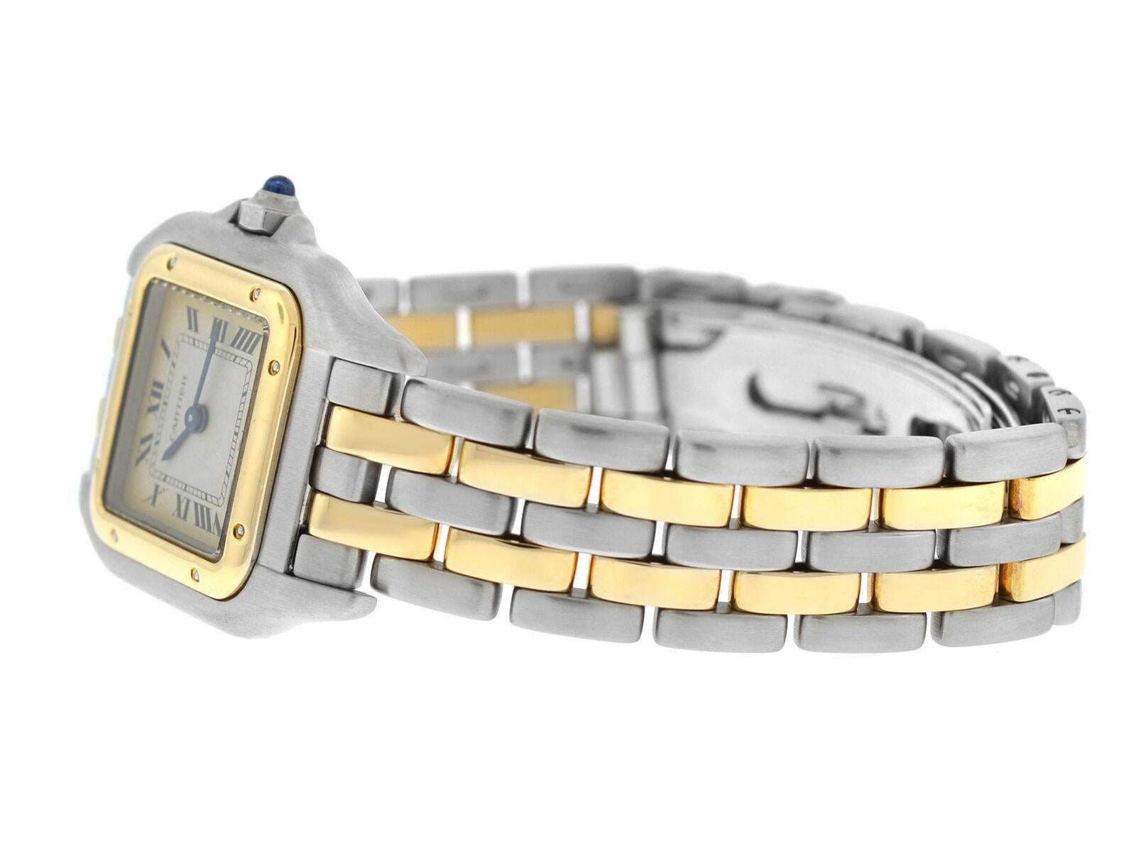 Ladies Cartier Panthere 112000R Steel 18 Karat Yellow Gold Two Row Quartz Watch 4