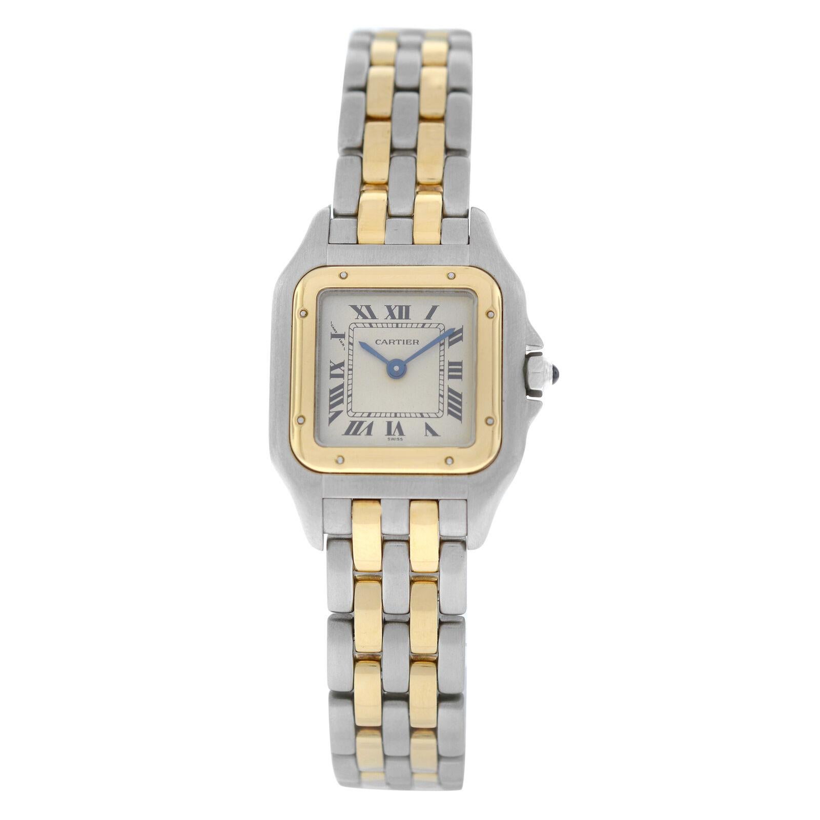 Ladies Cartier Panthere 112000R Steel 18 Karat Yellow Gold Two-Row Quartz Watch