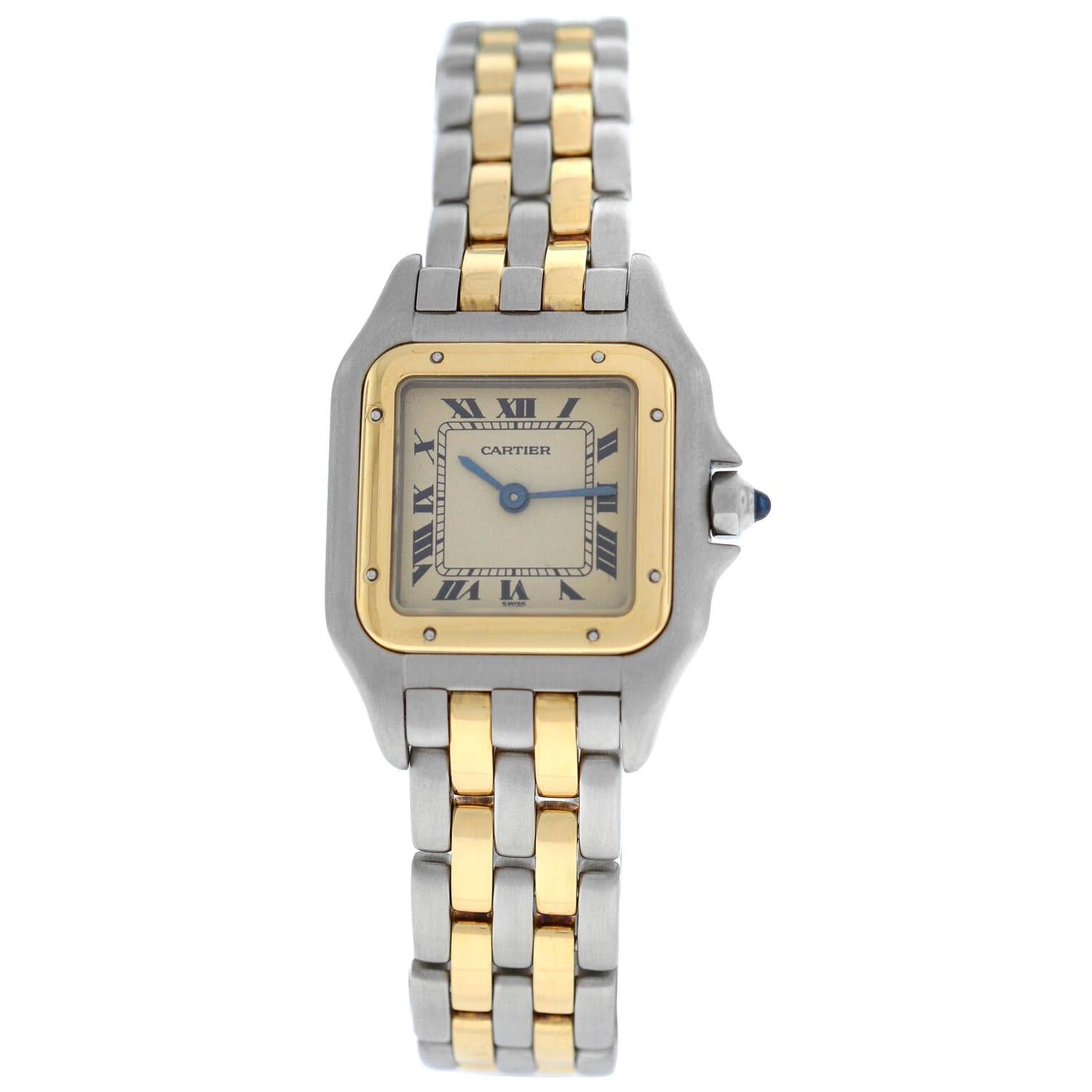 Ladies Cartier Panthere 166921 Steel 18 Karat Yellow Gold Two-Row Quartz Watch