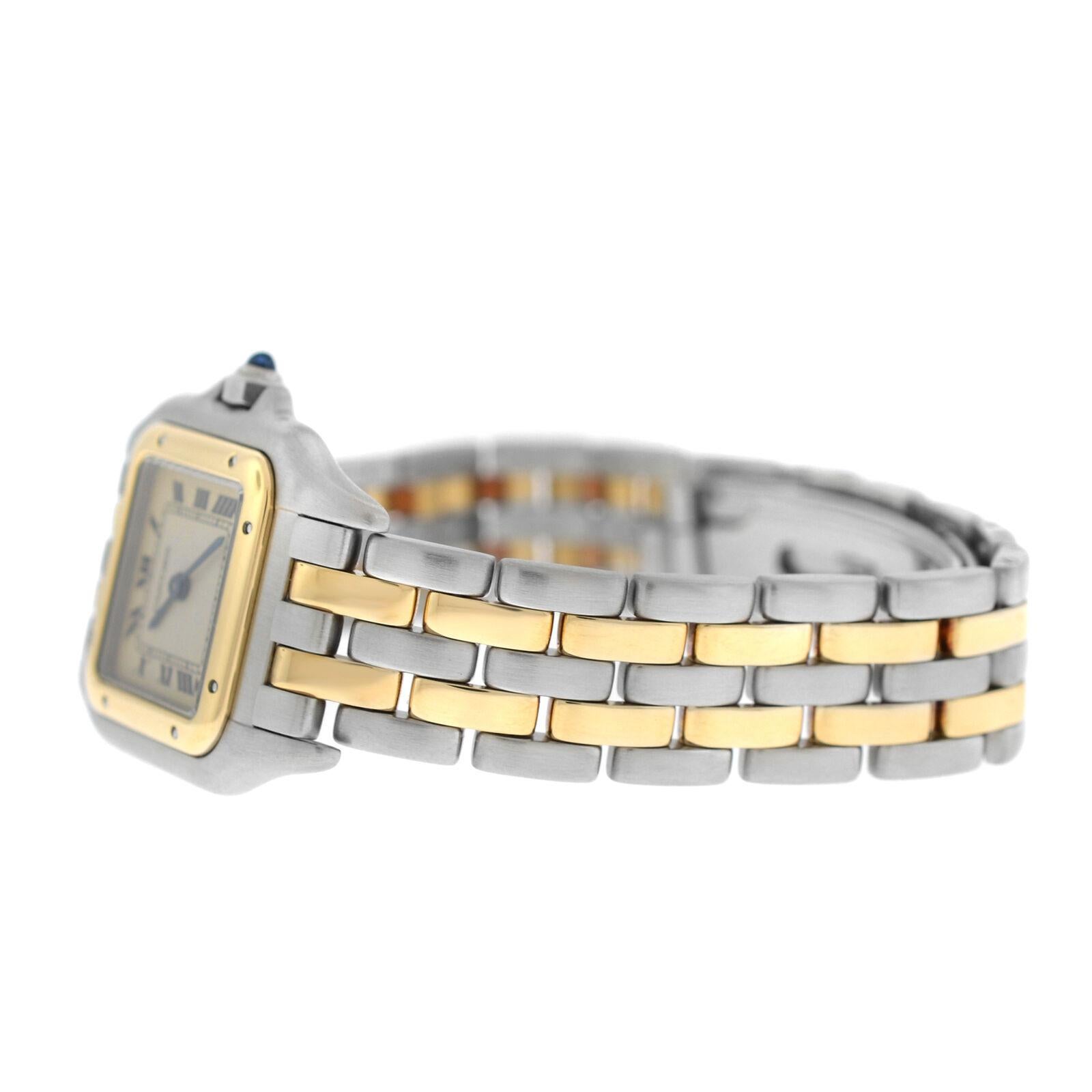 Ladies Cartier Panthere 166921 Steel 18 Karat Yellow Gold Two-Row Quartz Watch 4