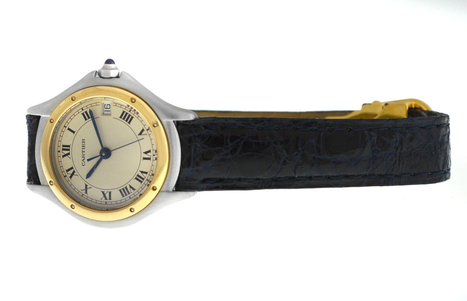 Ladies Cartier Panthere Cougar 1190 18 Karat Yellow Gold Steel Quartz Watch For Sale 1