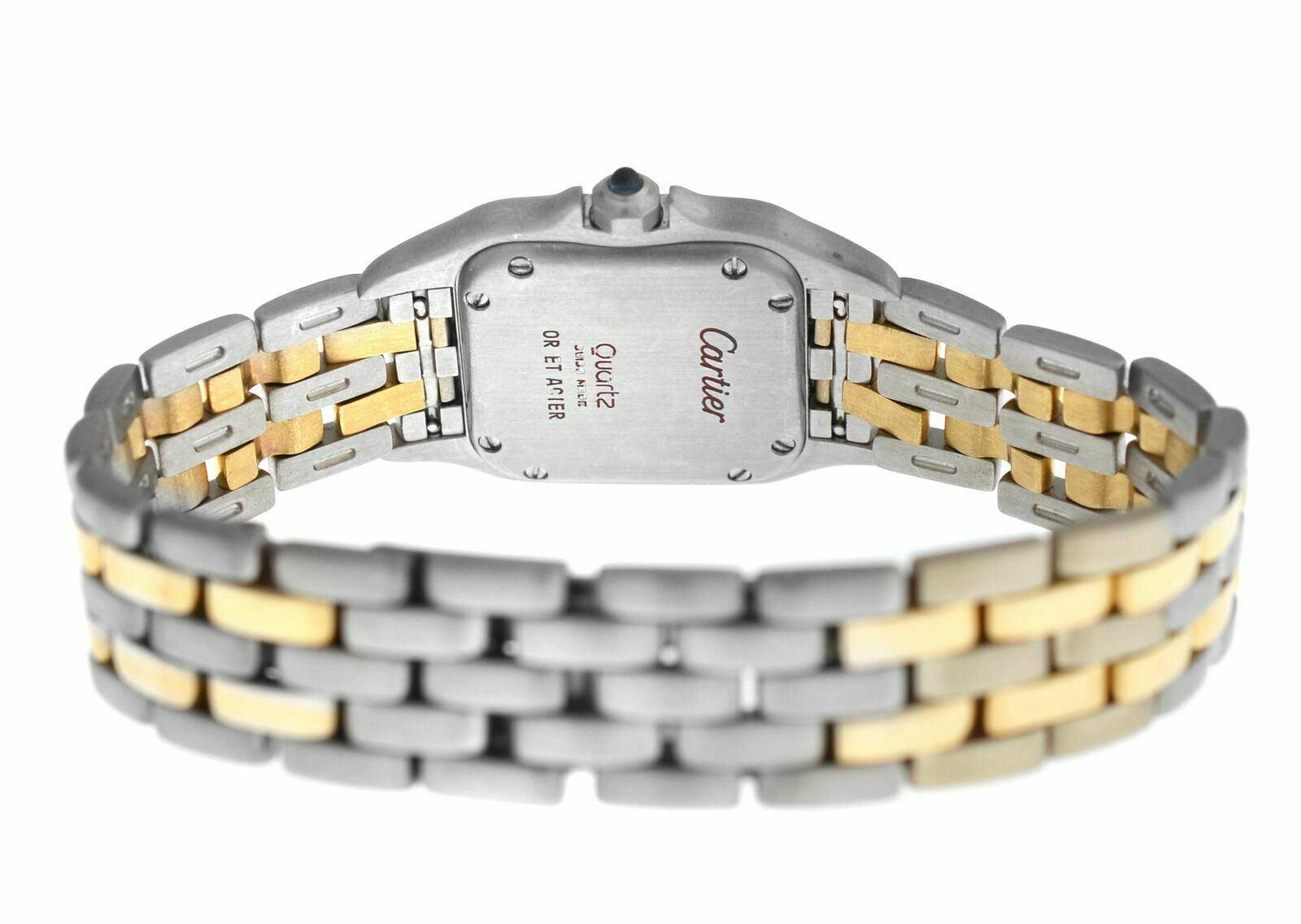 Women's Ladies Cartier Panthere Steel 18 Karat Yellow Gold Two-Row Quartz Watch For Sale