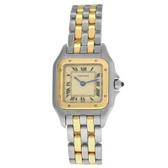 Ladies Cartier Panthere Steel 18 Karat Yellow Gold Two-Row Quartz Watch