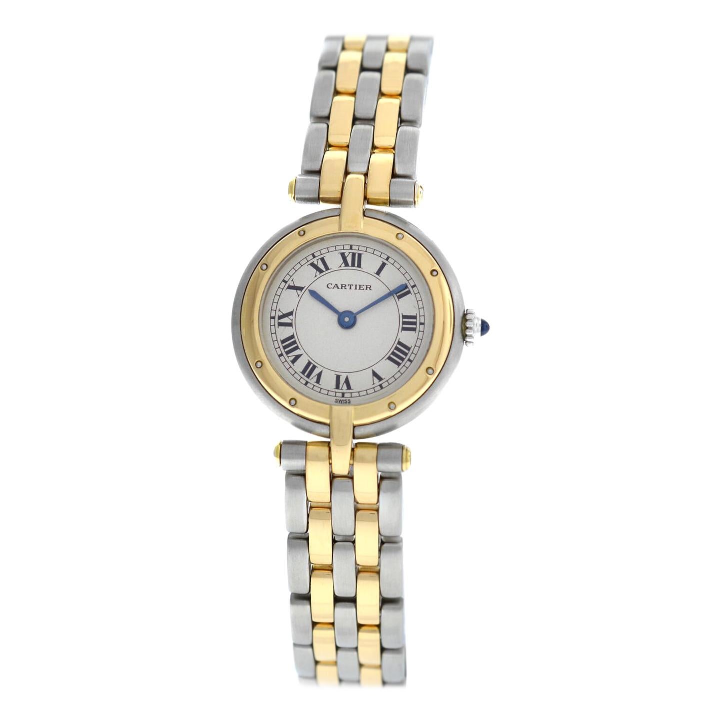 Ladies Cartier Panthere Vendome 1057920 Two-Row Gold Steel Quartz Watch ...