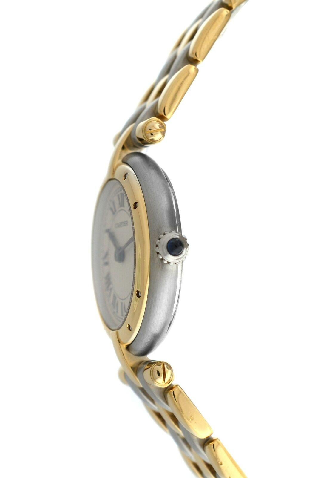 Brand	Cartier
Model	Panthere Vendome 
Gender	Ladies
Condition	Pre-owned
Movement	Swiss Quartz
Case Material	Stainless Steel & 18K Yellow Gold
Bracelet / Strap Material	
Stainless Steel & 18K Yellow Gold

Clasp / Buckle Material	
Stainless Steel
