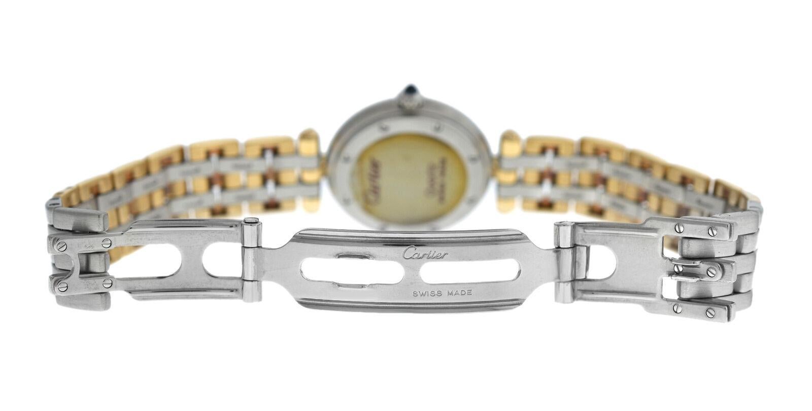 Ladies Cartier Panthere Vendome Three-Row Gold Steel Quartz Watch In Excellent Condition For Sale In New York, NY