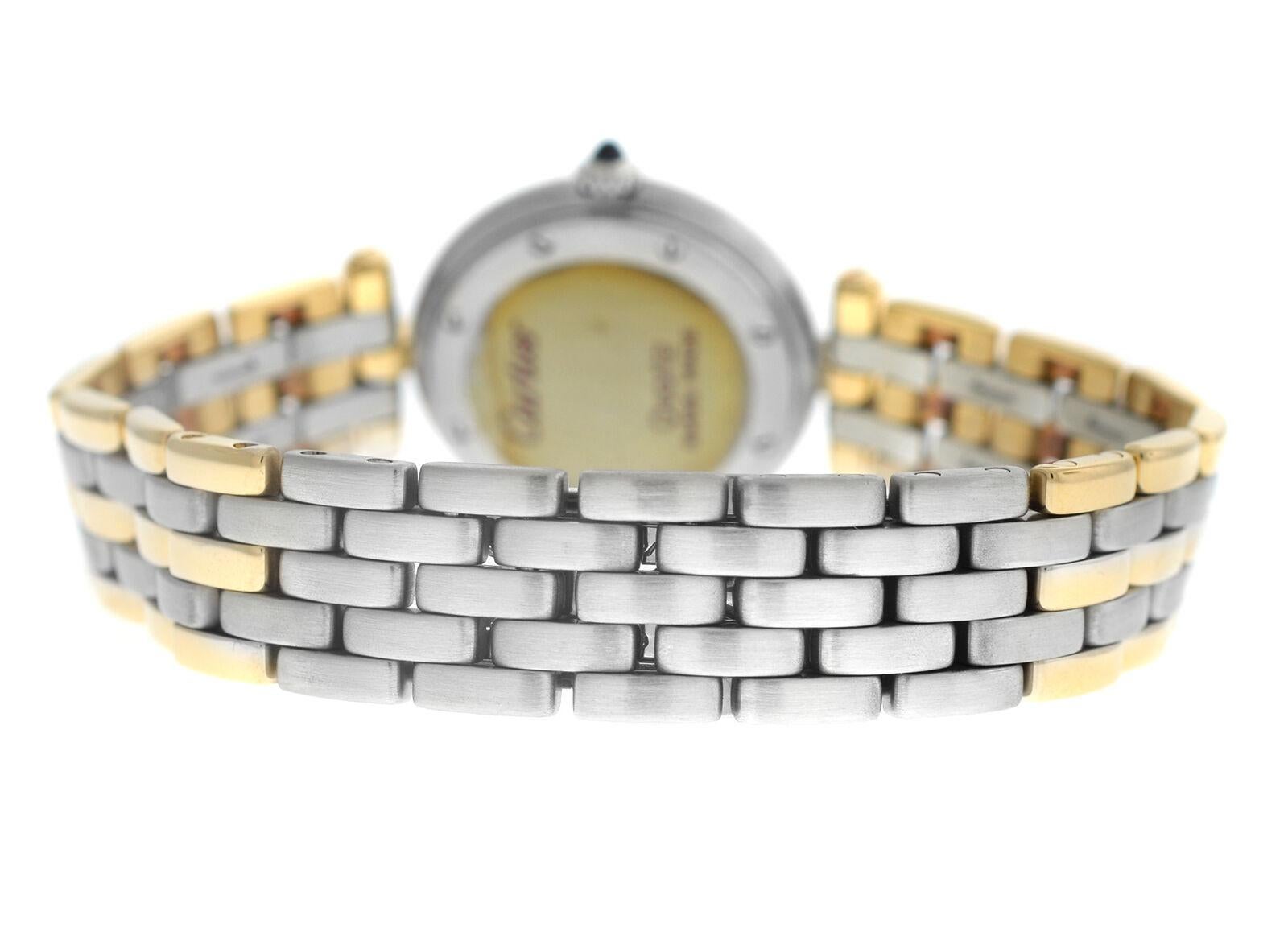 Women's Ladies Cartier Panthere Vendome Three-Row Gold Steel Quartz Watch For Sale