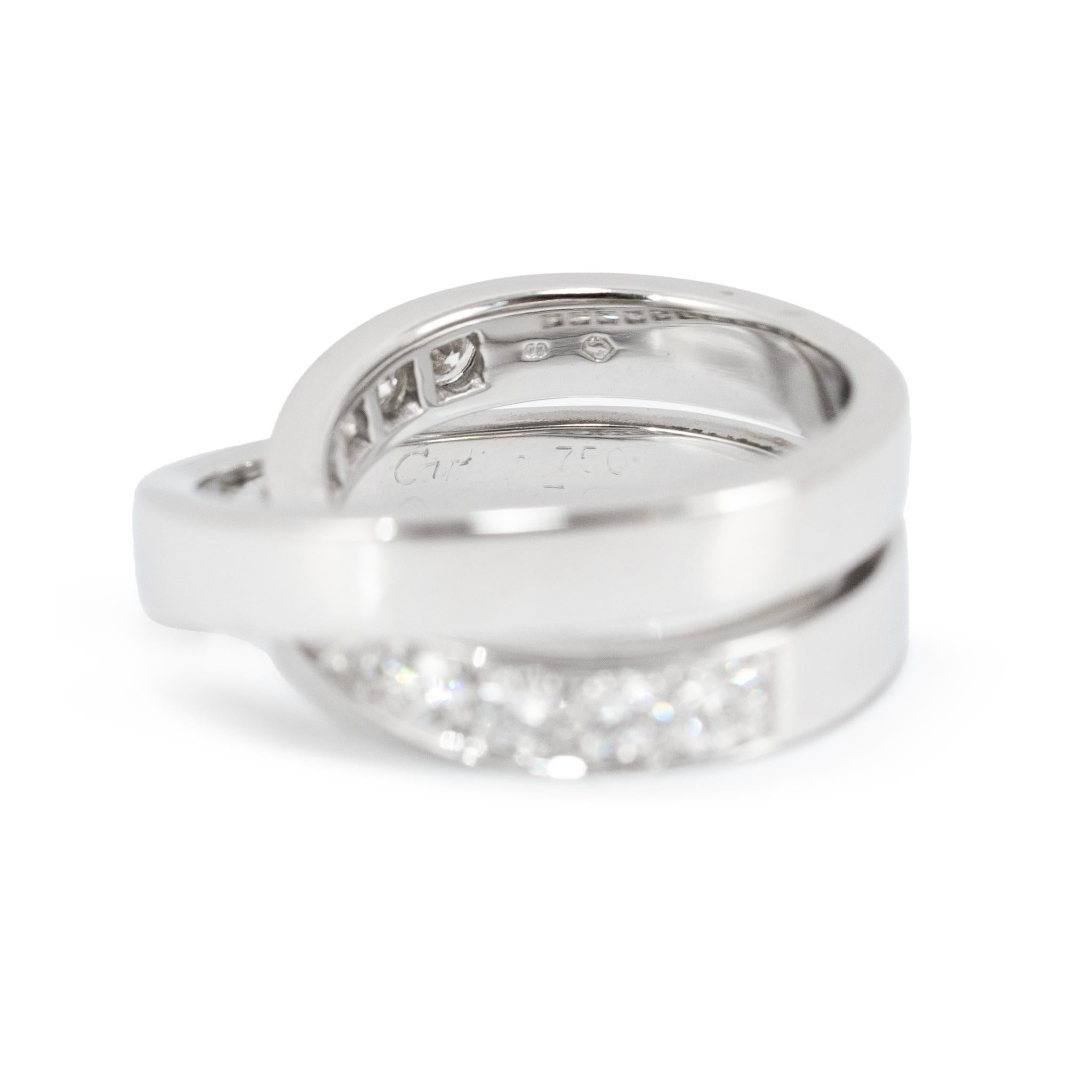 Anillo cruzado de diamantes Cartier Paris Nouvelle Vague de oro blanco de 18 quilates para señora en venta 3
