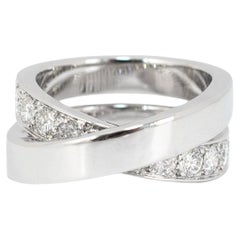 Ladies Cartier Paris Nouvelle Vague 18K White Gold Diamond Crossover Band Ring Ladies Cartier Paris Nouvelle Vague 18K White Gold Diamond Crossover Band Ring