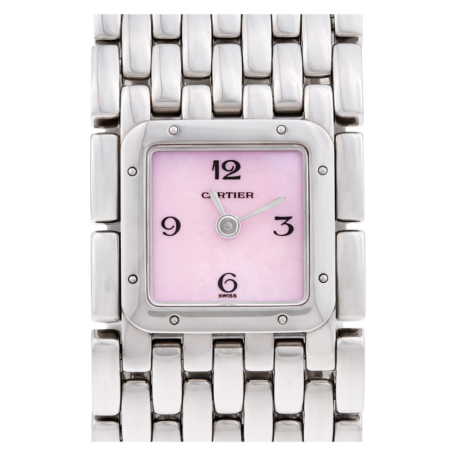 Ladies Cartier Ruban 2420 Stainless Steel Watch with Mother of Pearl Dial in In Excellent Condition In Surfside, FL