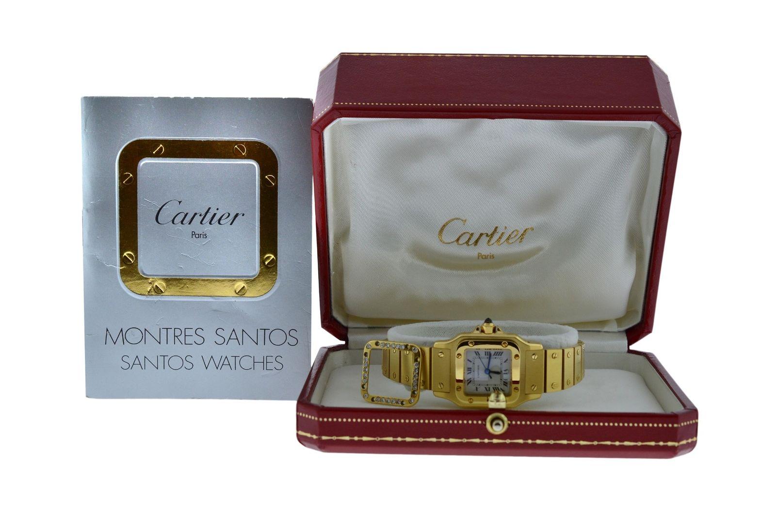 Ladies Cartier Santos 18 Karat Yellow Gold Automatic Watch Diamonds 5