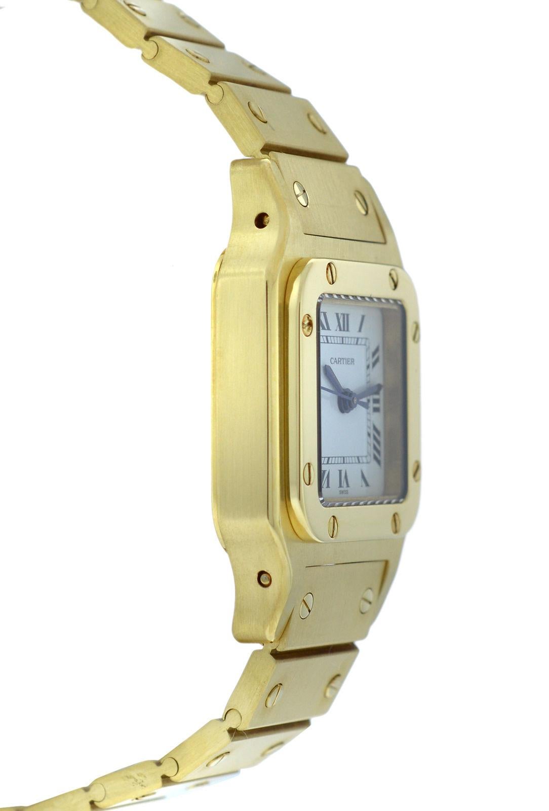Modern Ladies Cartier Santos 18 Karat Yellow Gold Automatic Watch Diamonds