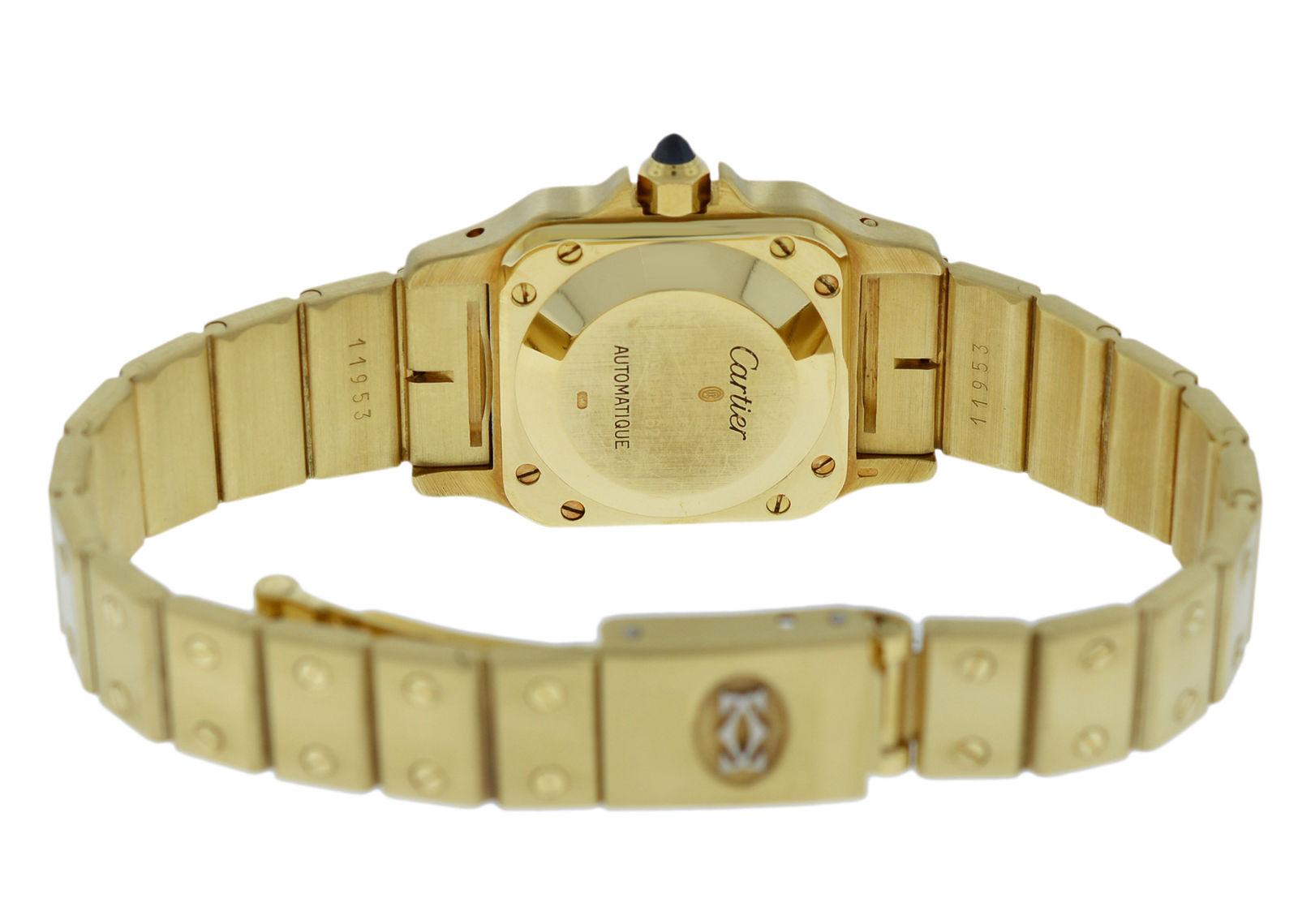 Ladies Cartier Santos 18 Karat Yellow Gold Automatic Watch Diamonds 1