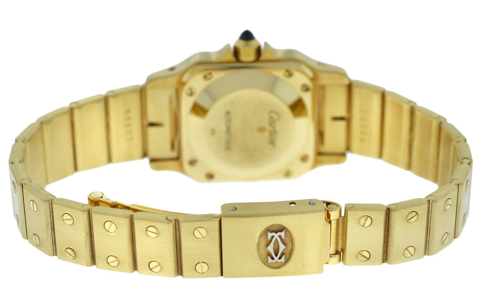 Ladies Cartier Santos 18 Karat Yellow Gold Automatic Watch Diamonds 2