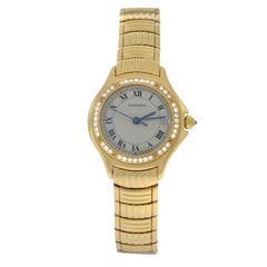 Ladies Cartier Santos 18 Karat Yellow Gold Diamond Date Quartz Watch