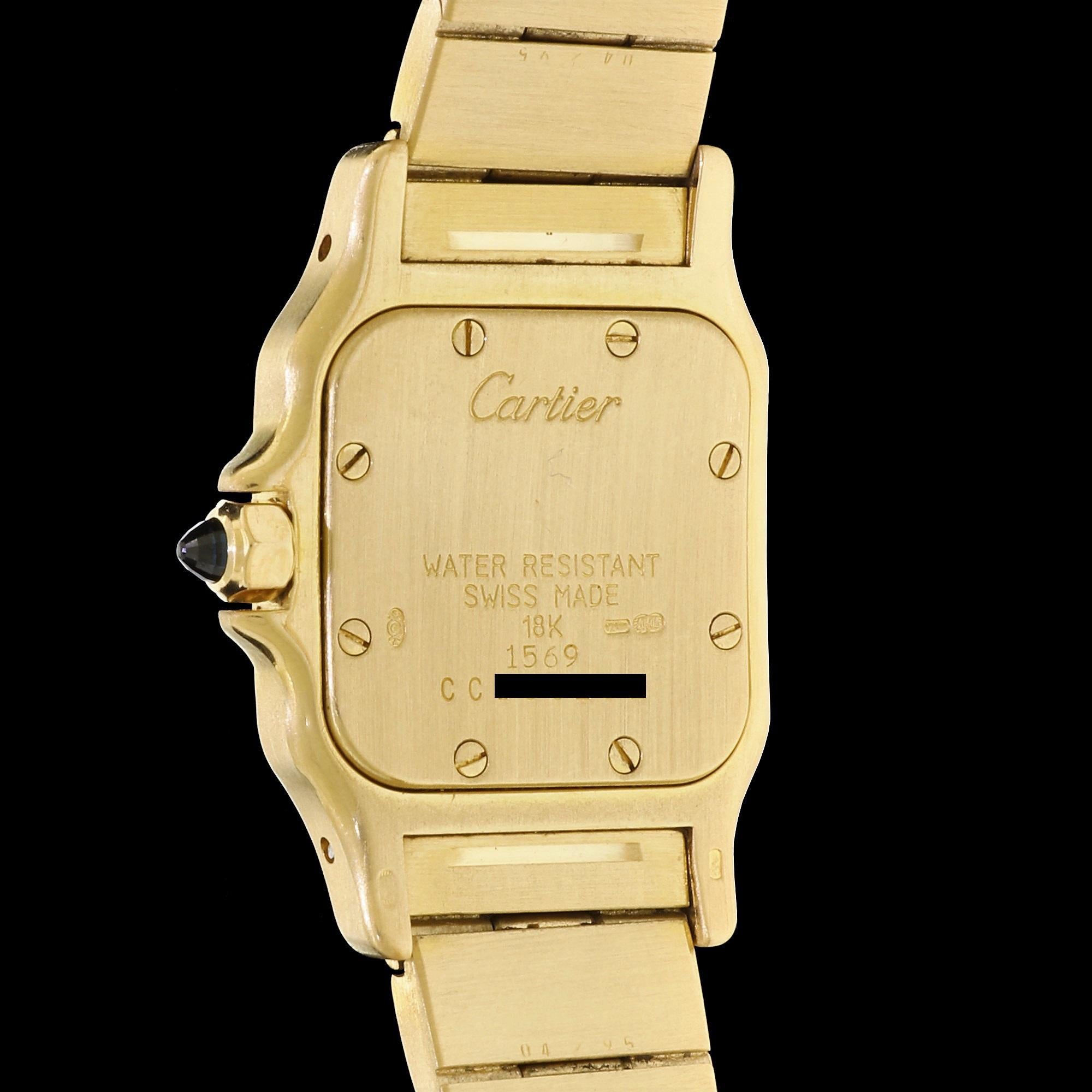 Ladies Cartier Santos 18K 750 Solid Gold Watch W Papers and Box 1569 One Owner 2