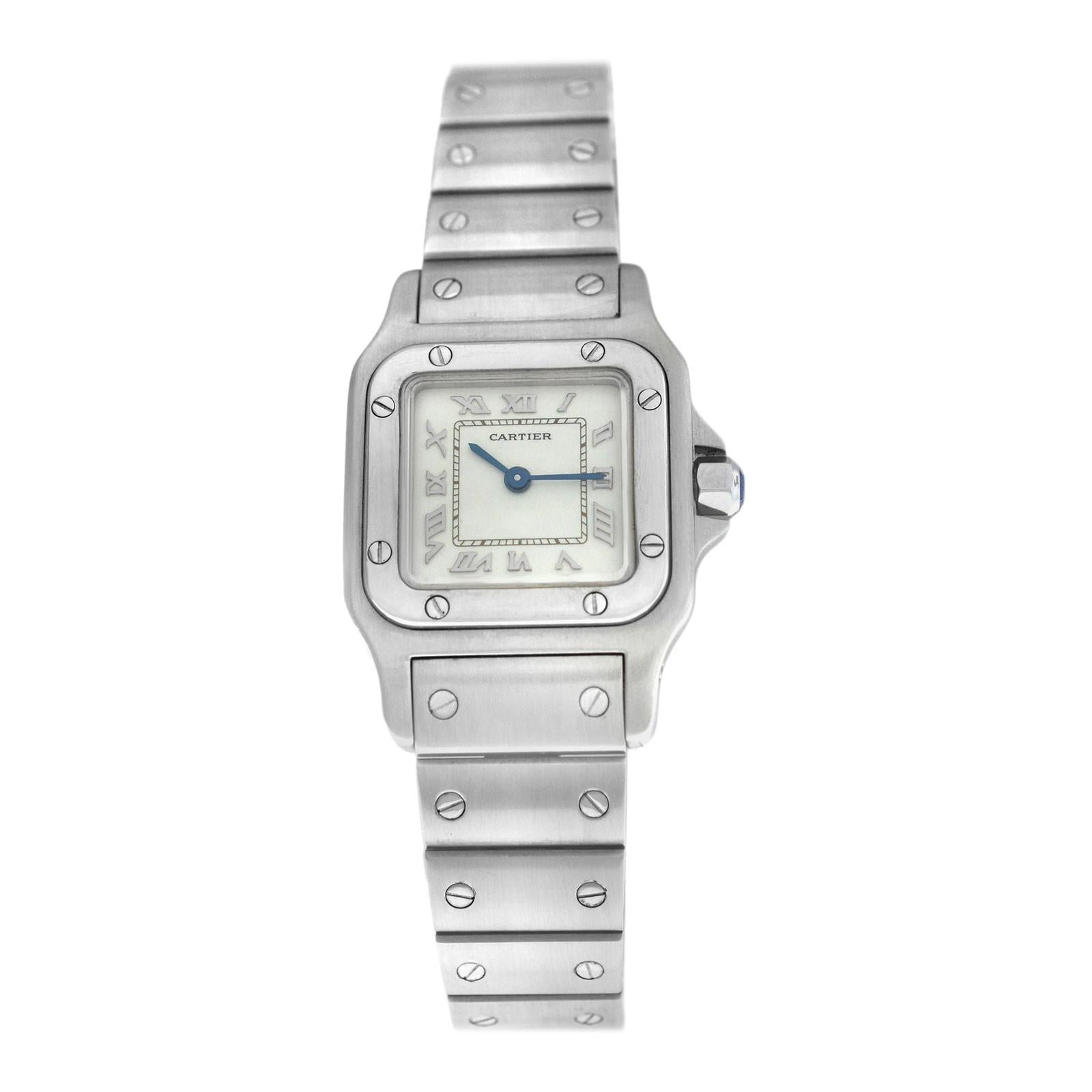 Ladies Cartier Santos Galbee 9057930 Stainless Steel Quartz Watch For Sale